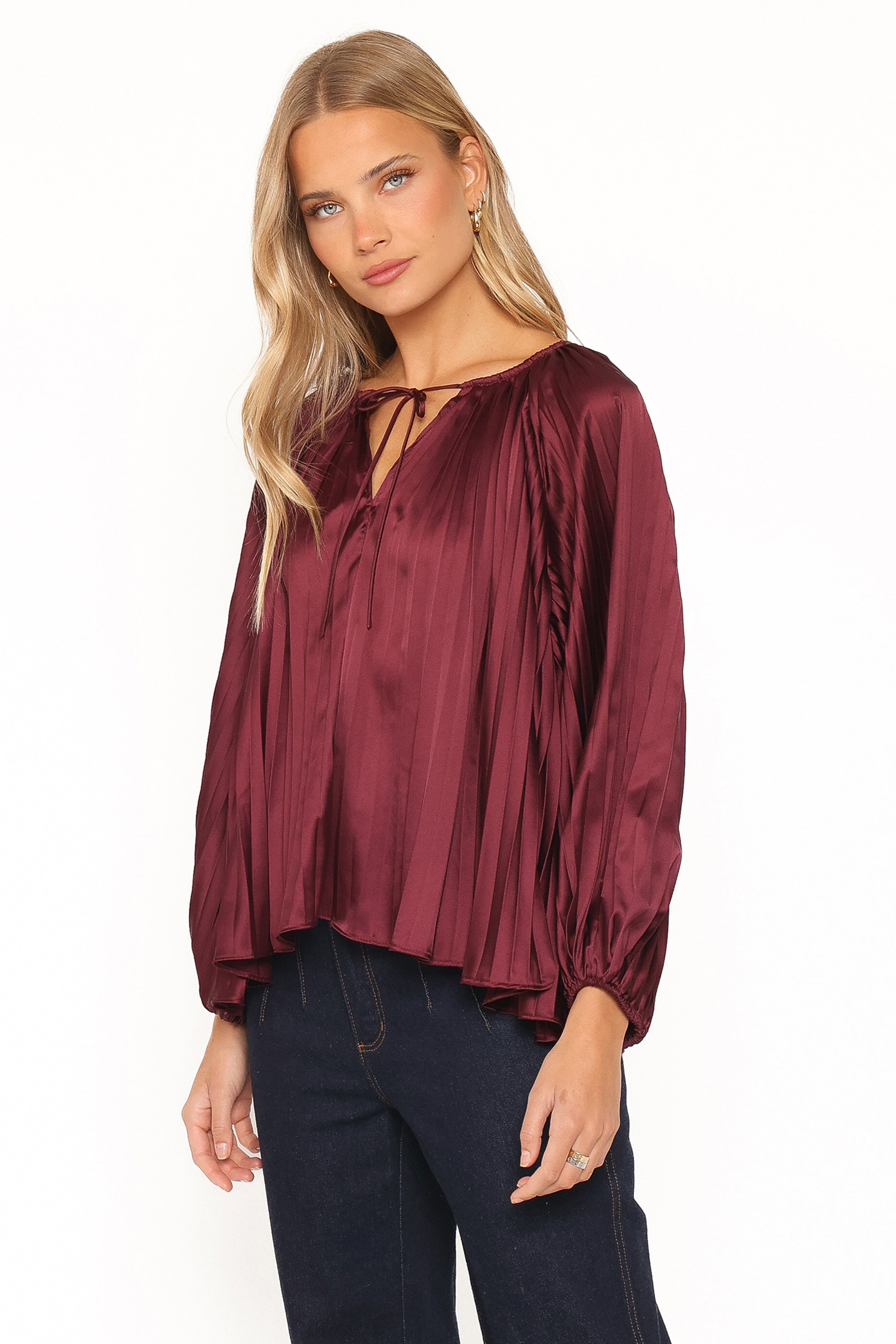 Marshall Pleated Top - Burgundy