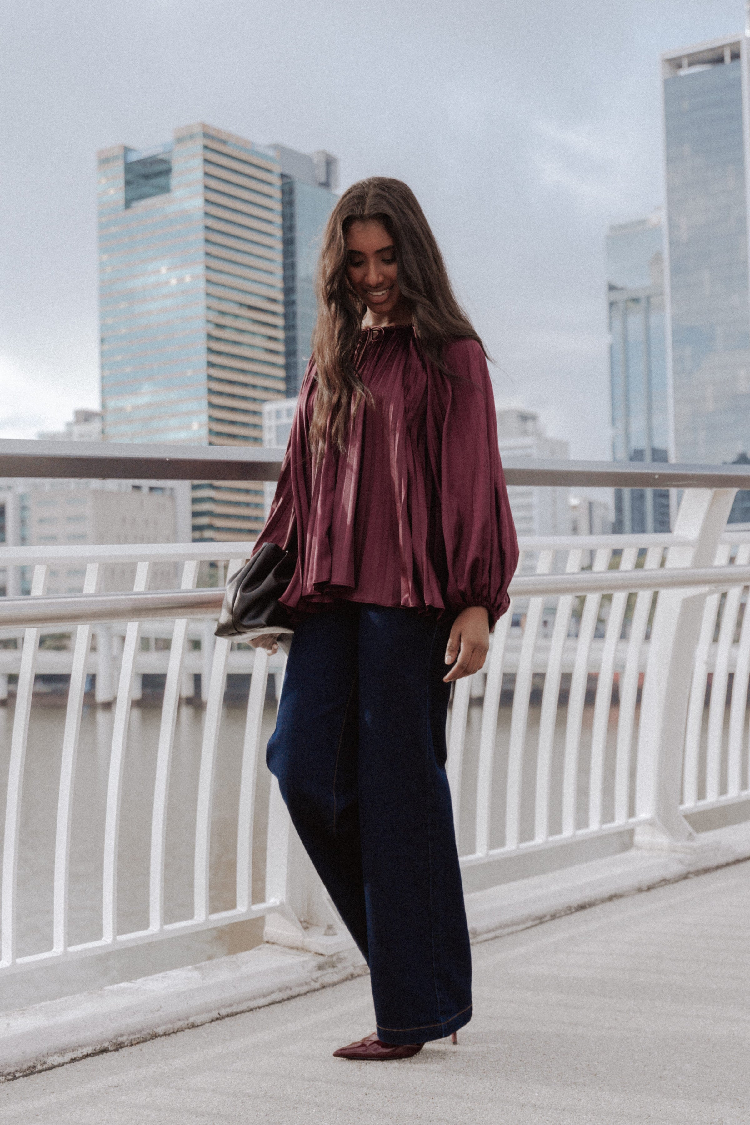 Marshall Pleated Top - Burgundy