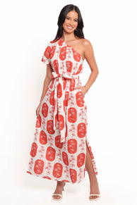 Mary Maxi Dress - Red/White