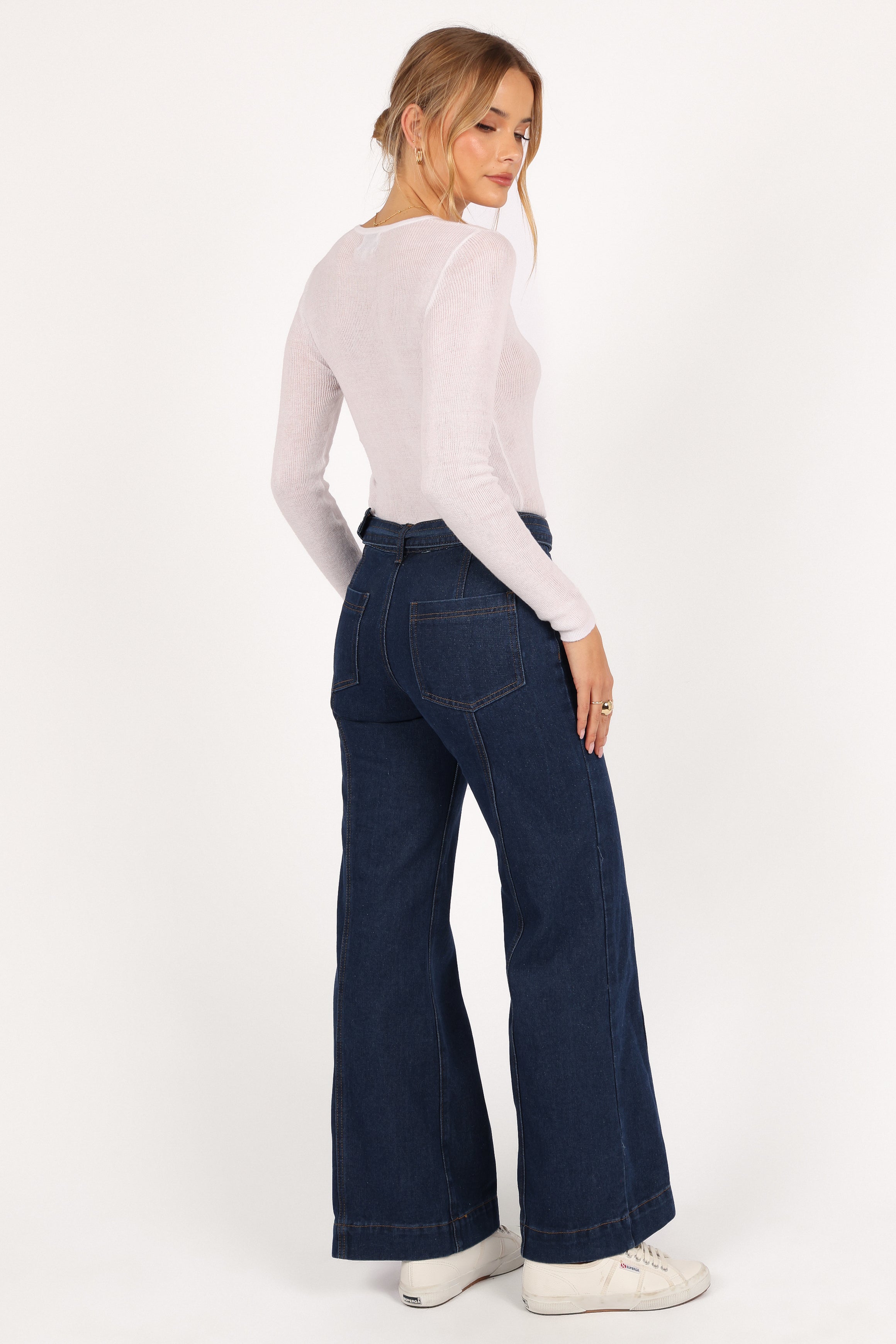 Mason Belted Wide Leg Jean - Mid Wash