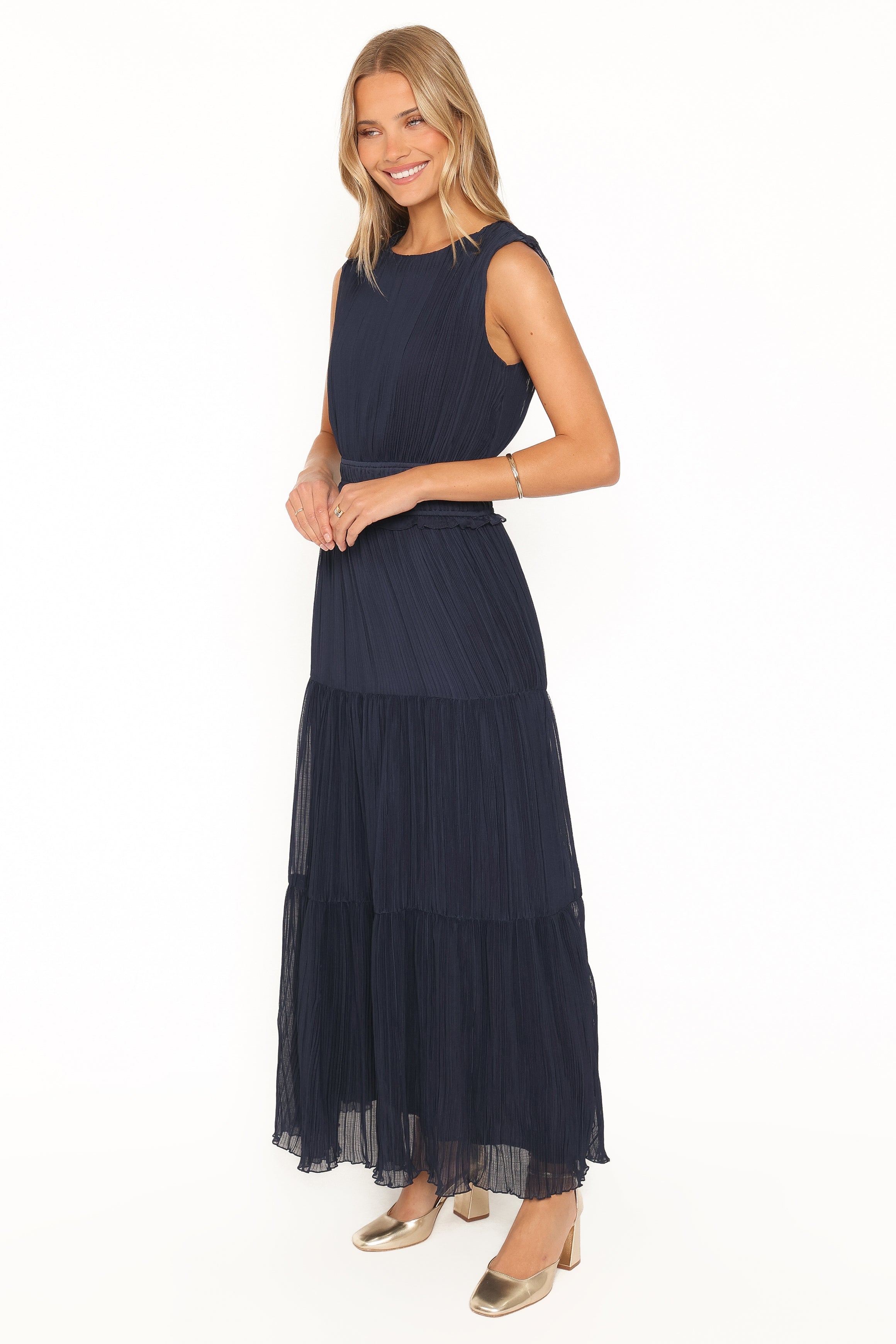Maven Plisse Maxi Dress - Navy