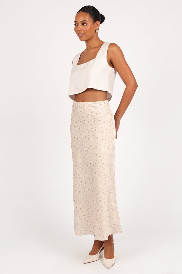 Mei Satin Midi Skirt - Tiny Blooms