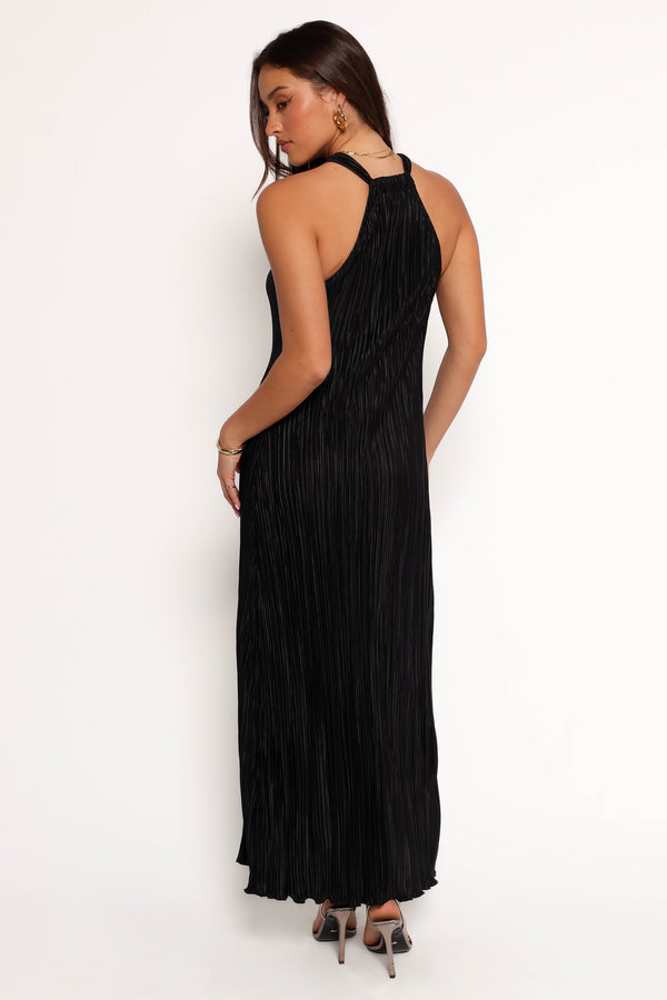 Melody Plisse Halter Maxi Dress - Black