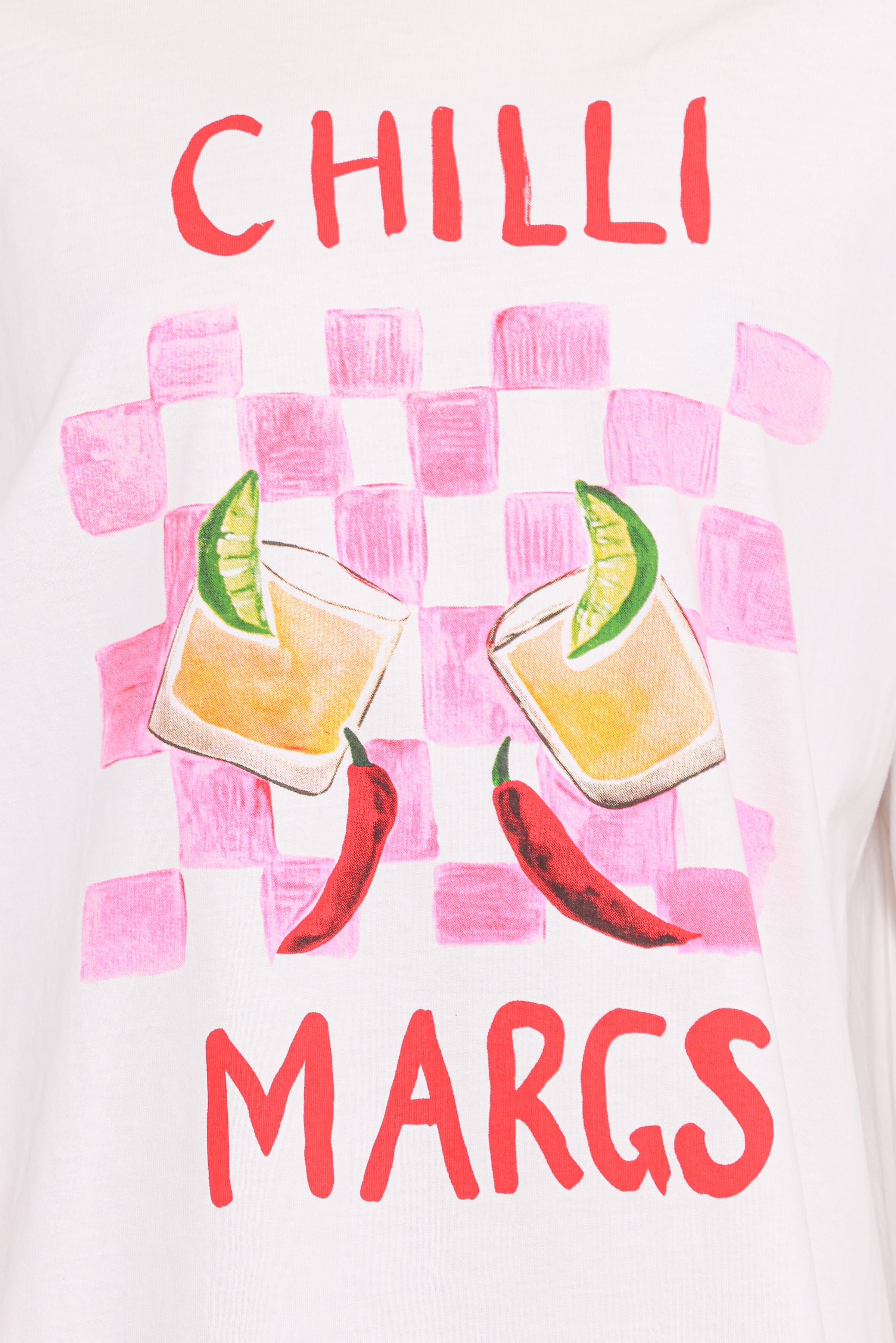 Meredith Graphic Tee Pant Set - White Pink