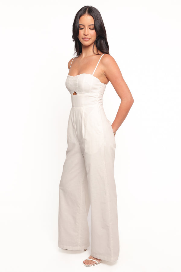 Metra Scalloped Jumpsuit - White