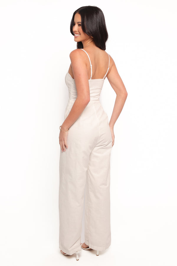 Metra Scalloped Jumpsuit - White