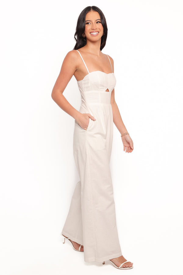 Metra Scalloped Jumpsuit - White