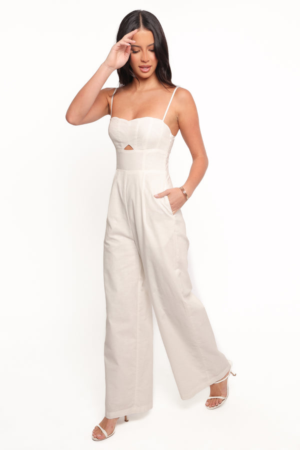 Metra Scalloped Jumpsuit - White