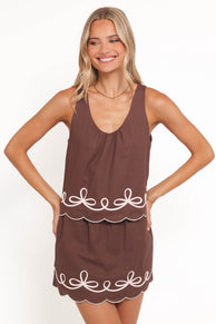 Michelle Mini Skirt Set - Chocolate