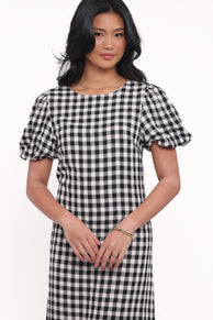 Miguel Midi Dress - Black Gingham