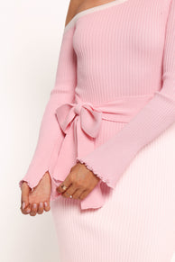 Milan Off Shoulder Midi Dress - Pink