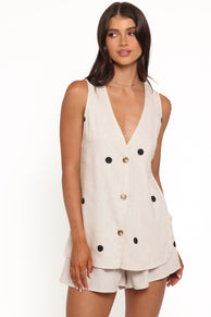 Miller Short Set - Beige Polka Dot