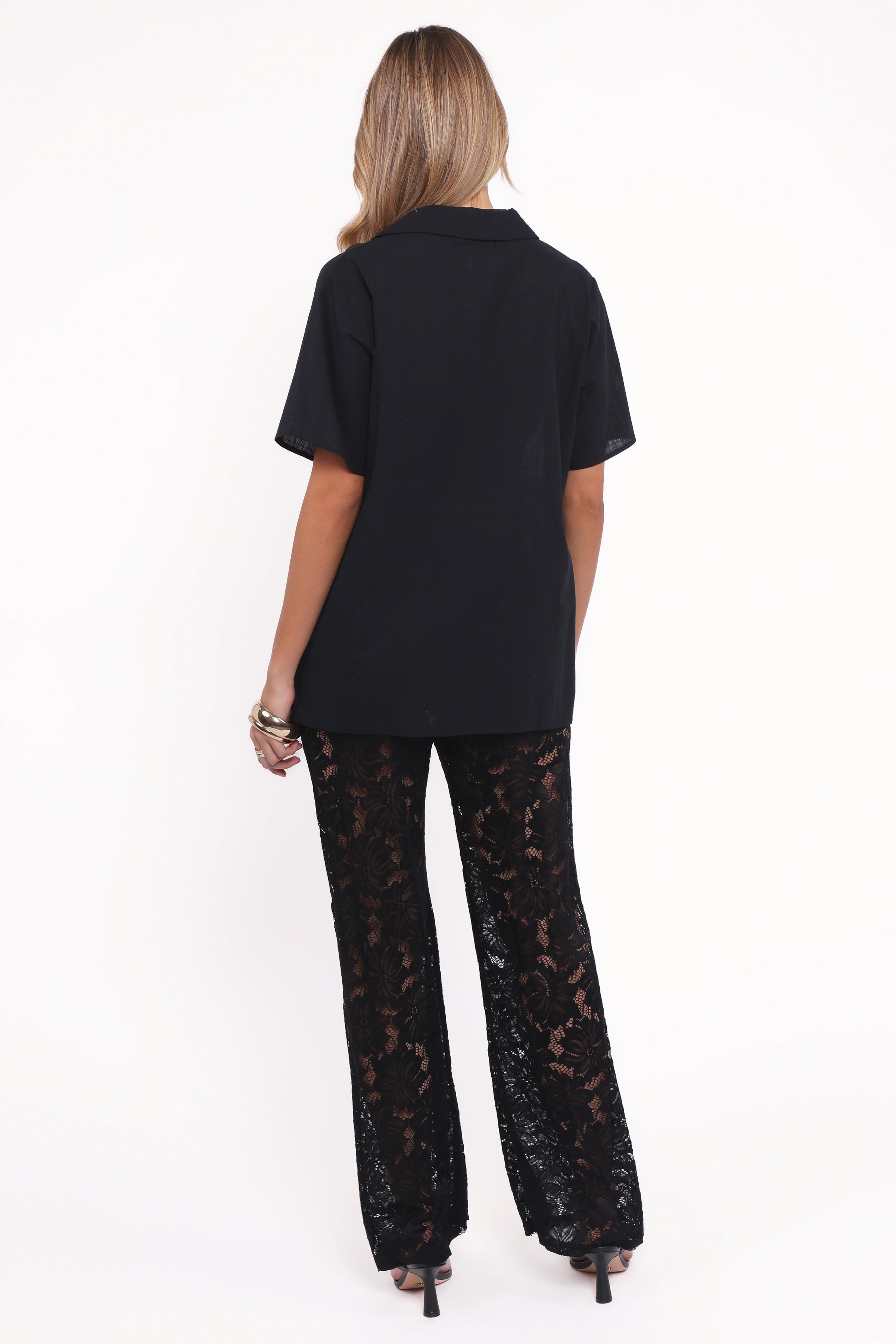 Mindy Lace Pant Set - Black