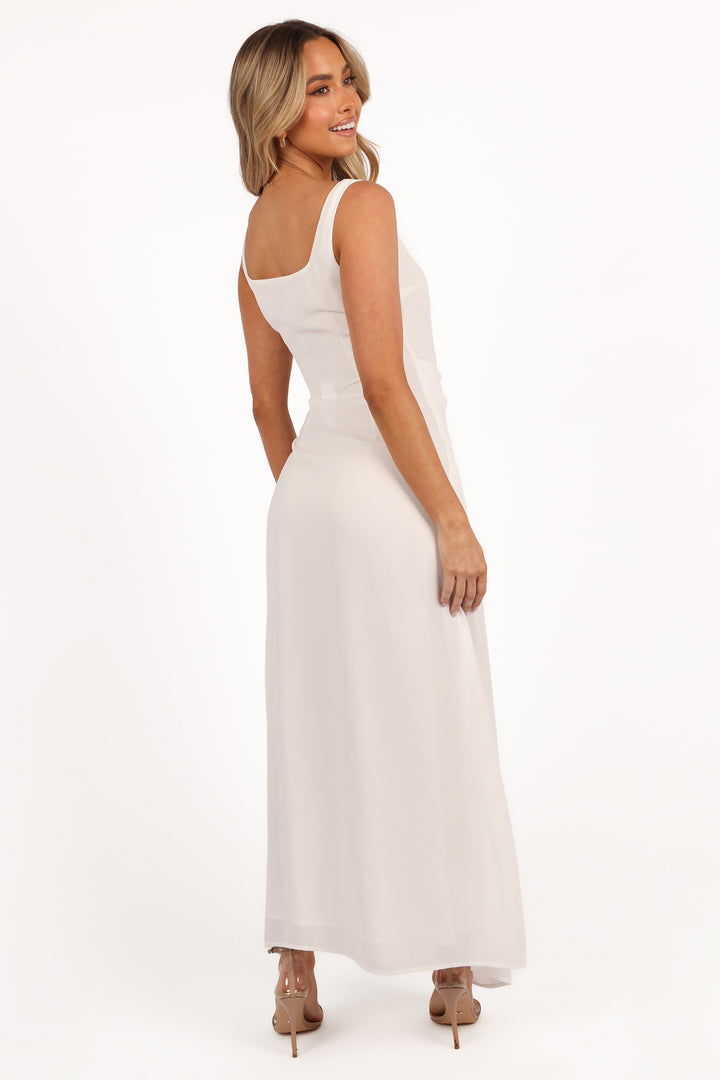 Collective Dress - Nadea Faux Wrap Maxi Dress - White fifth image