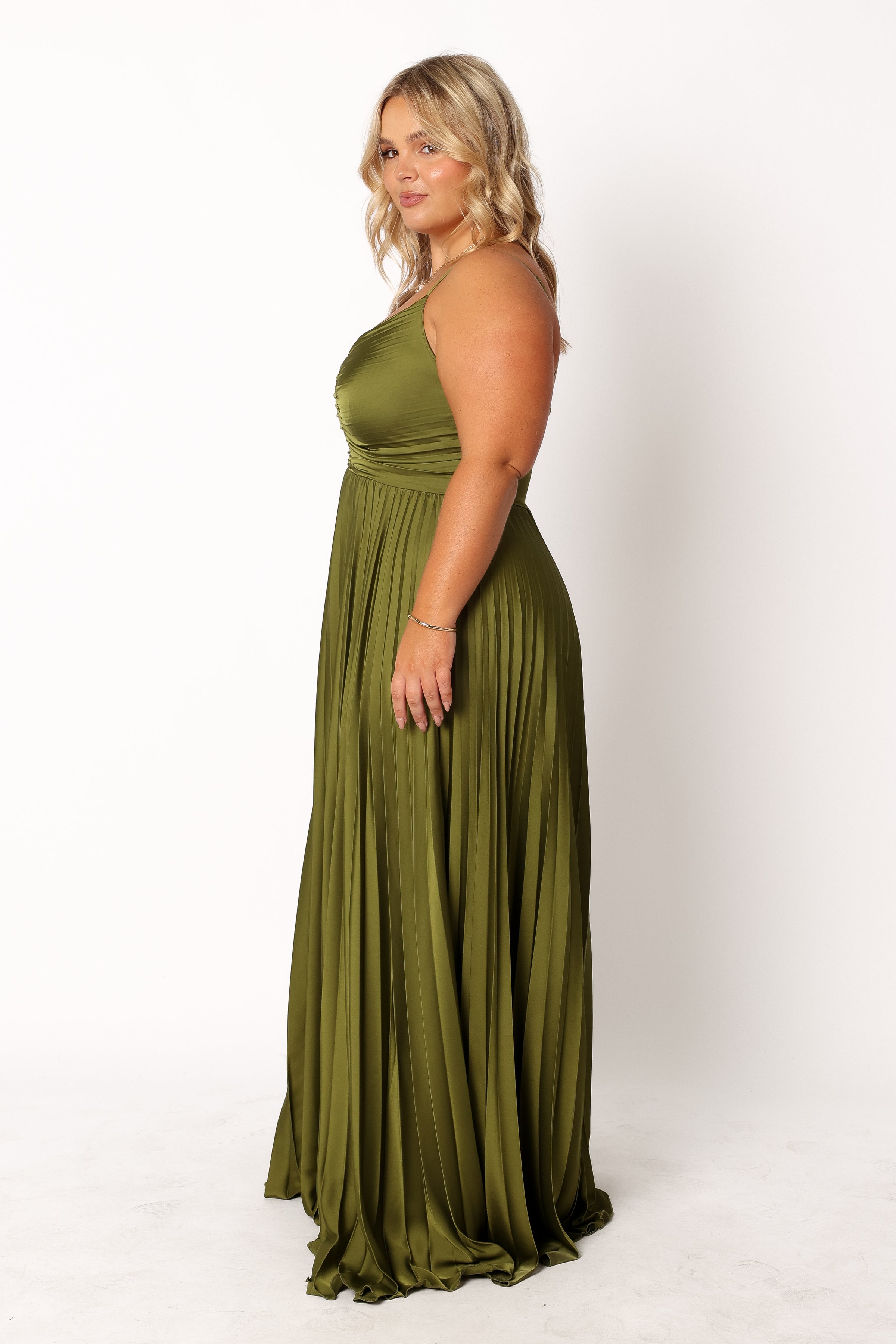 Naira Pleated Maxi Dress - Palm Green