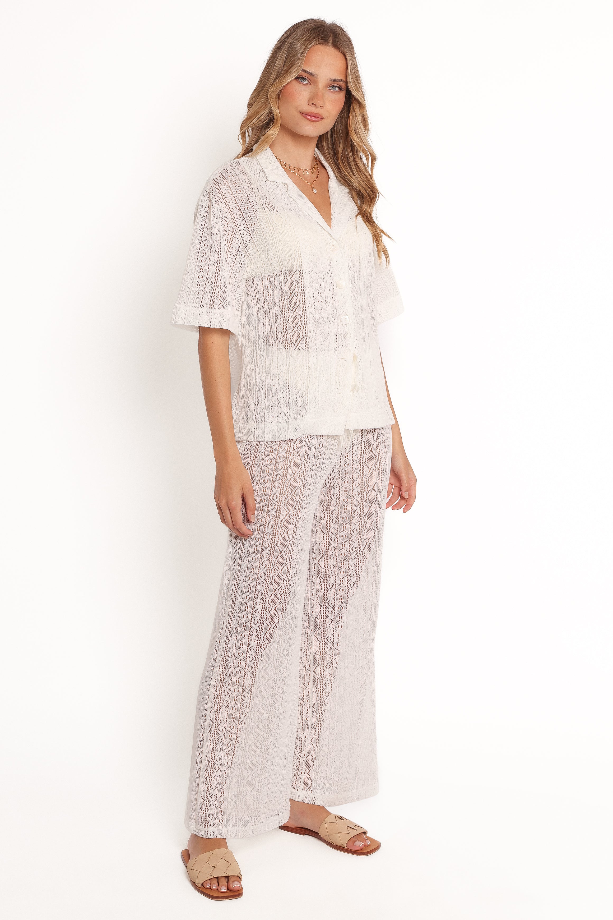 Nalani Knit Pant Set - White