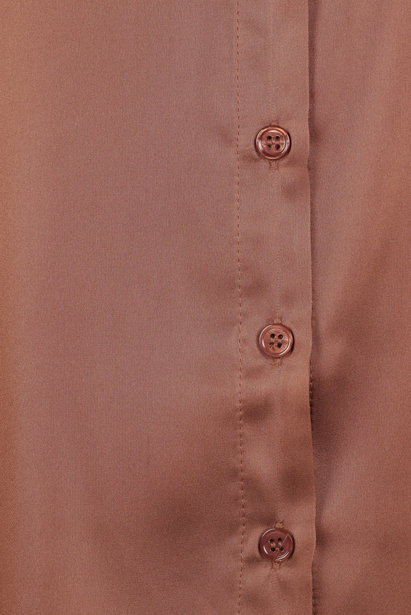 Narissa Satin Shirt - Banksia Brown