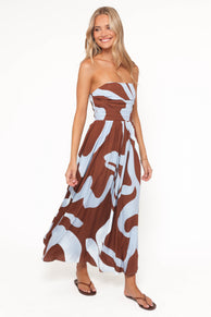 Nesta Maxi Dress - Brown/Blue