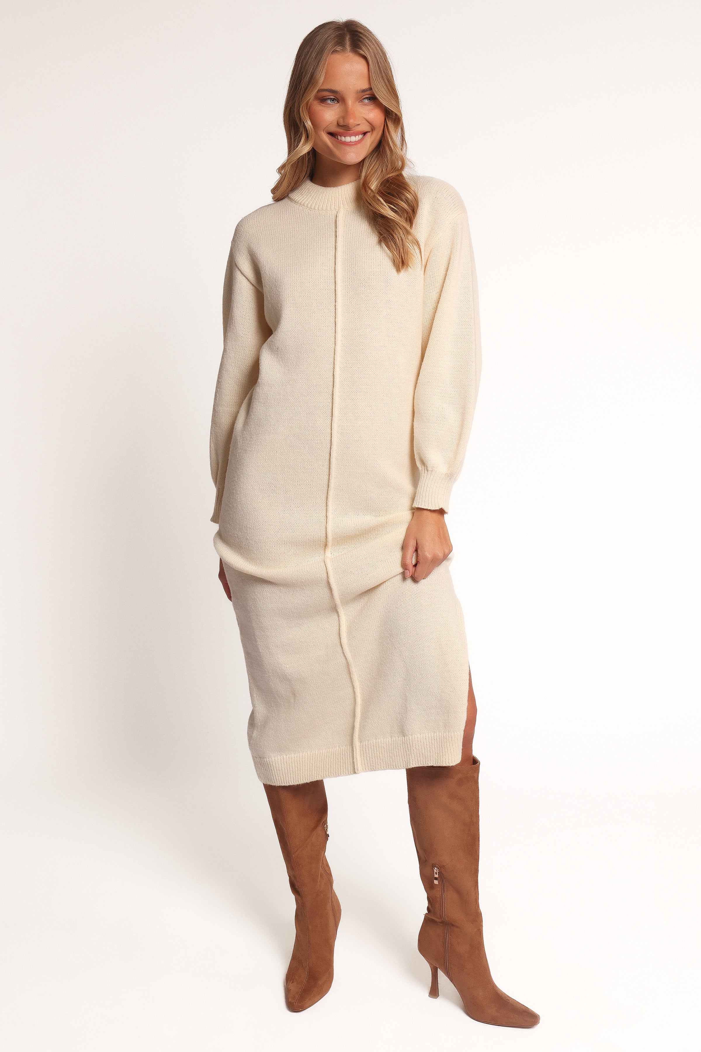 Odile Knit Midi Dress - Cream