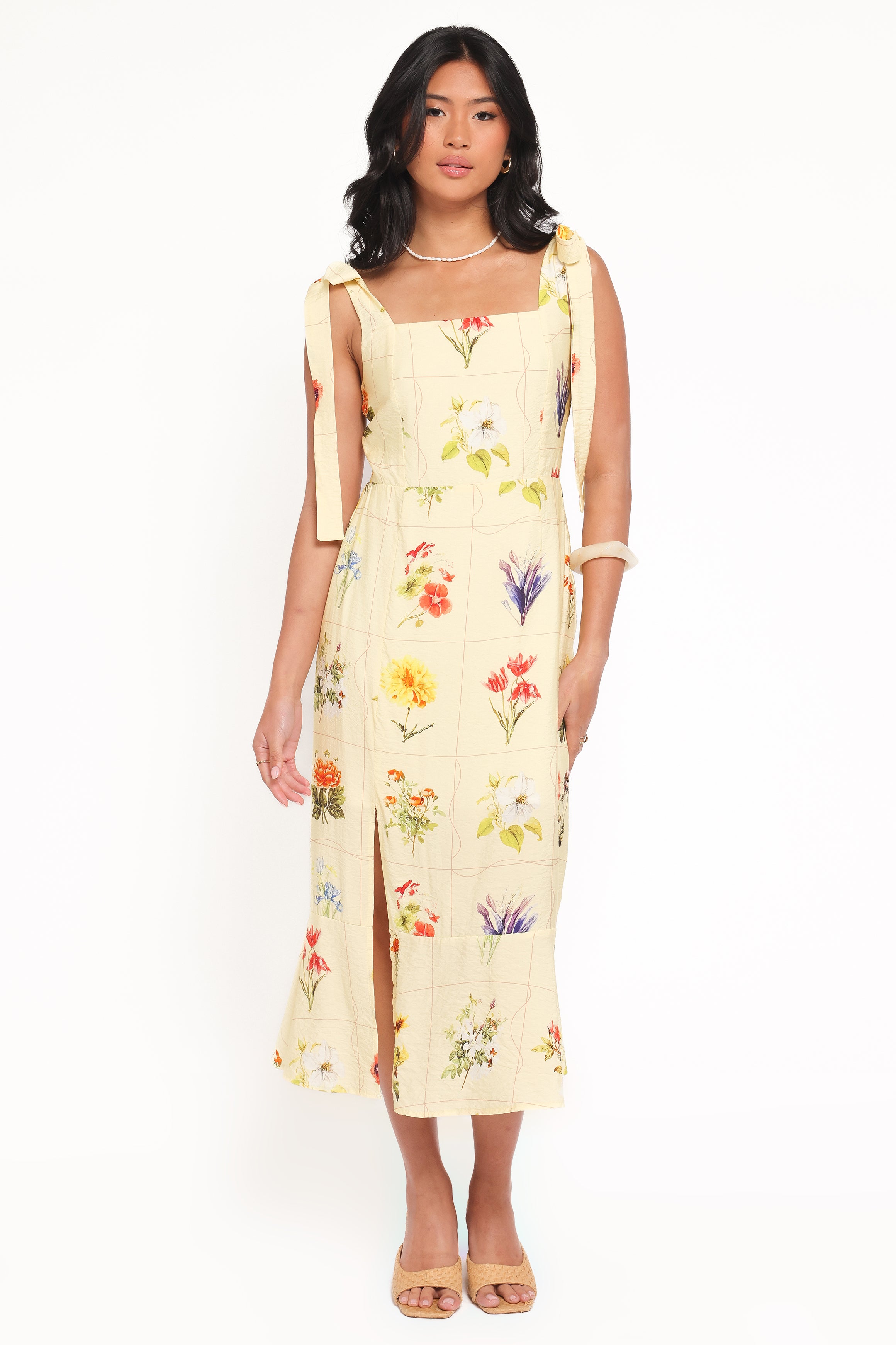 Oksana Midi Dress - Yellow Floral