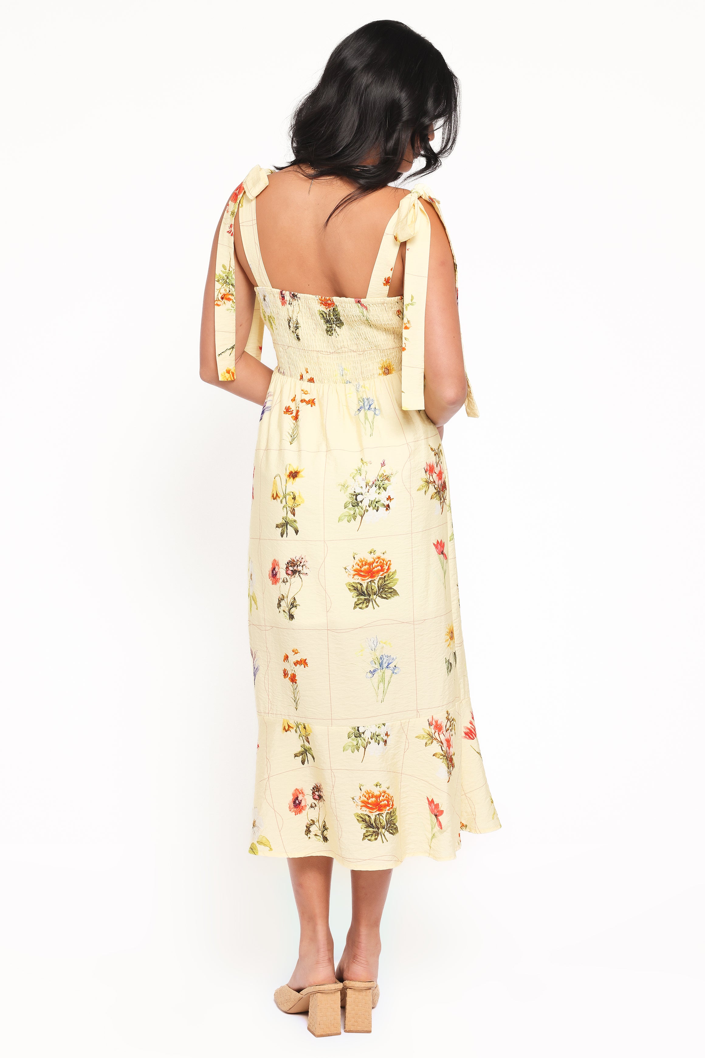 Oksana Midi Dress - Yellow Floral
