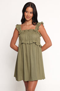 Orion Frill Strap Mini Dress - Olive