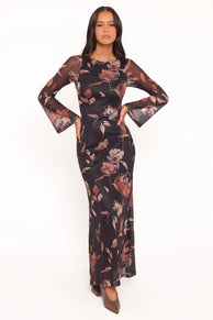 Pablo Long Sleeve Maxi Dress - Black Floral