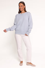 Panella Scallop Trim Sweater - Blue
