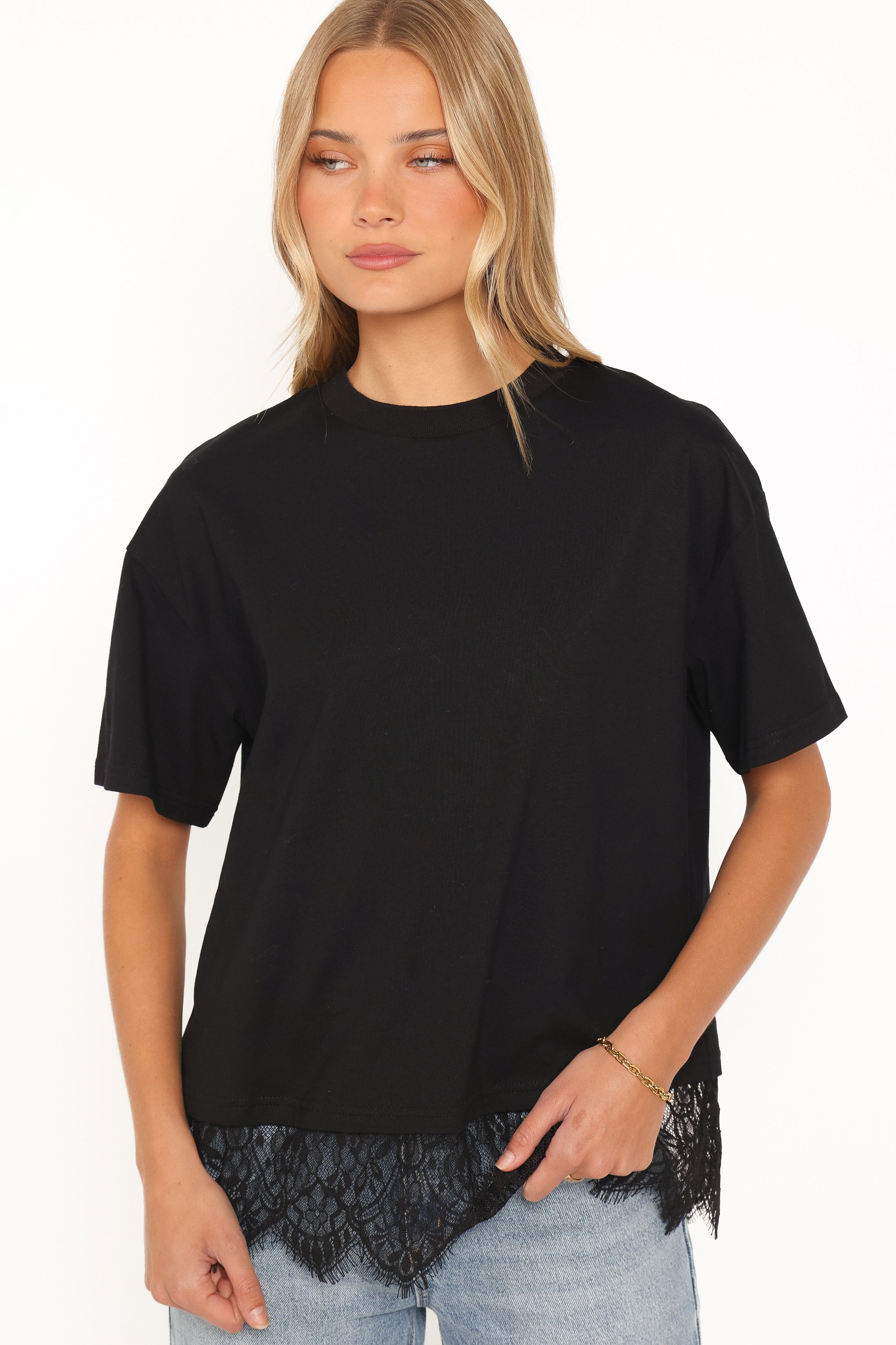 Paolina Lace Tee - Black