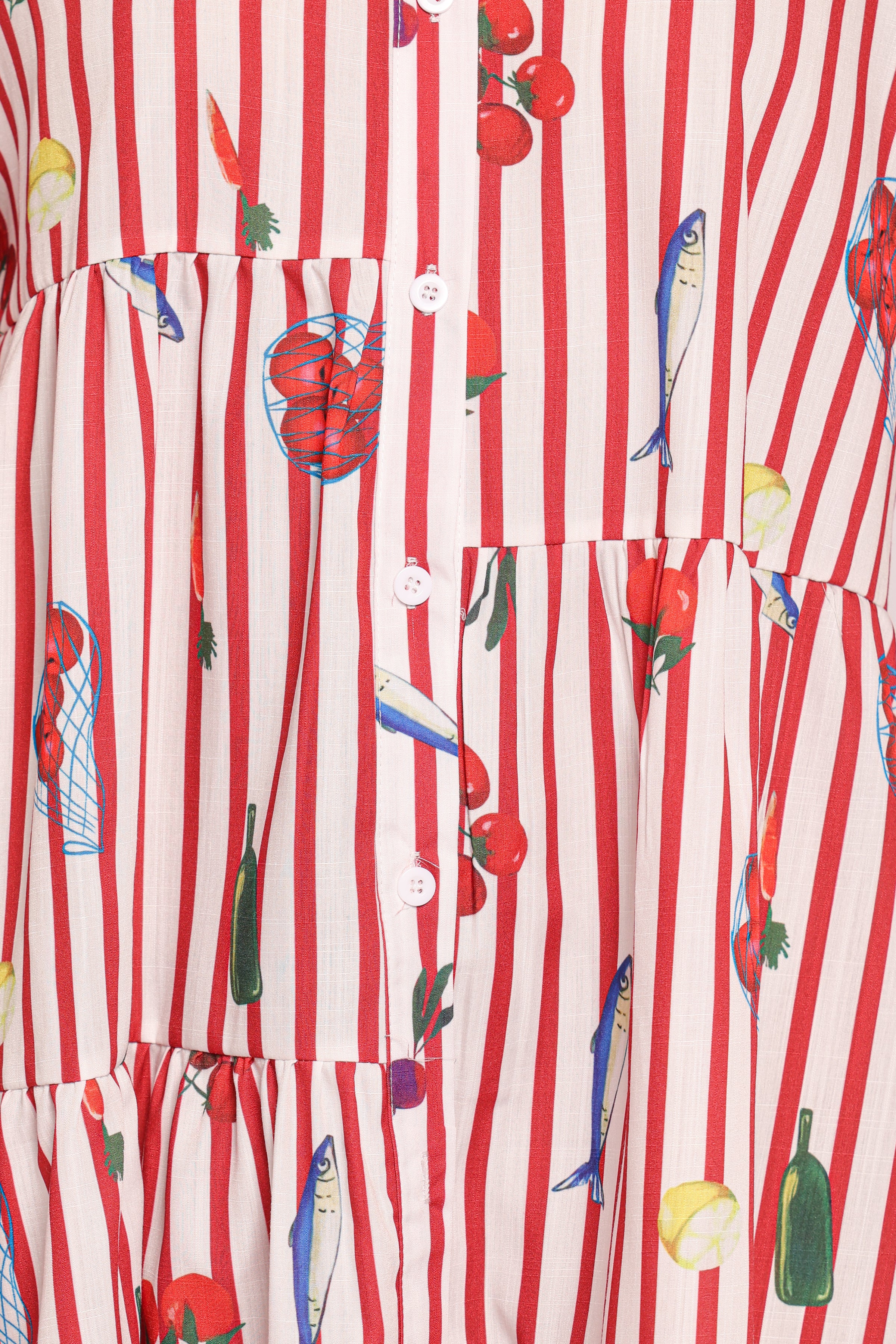 Peachy Mini Dress - Red Picnic Stripe