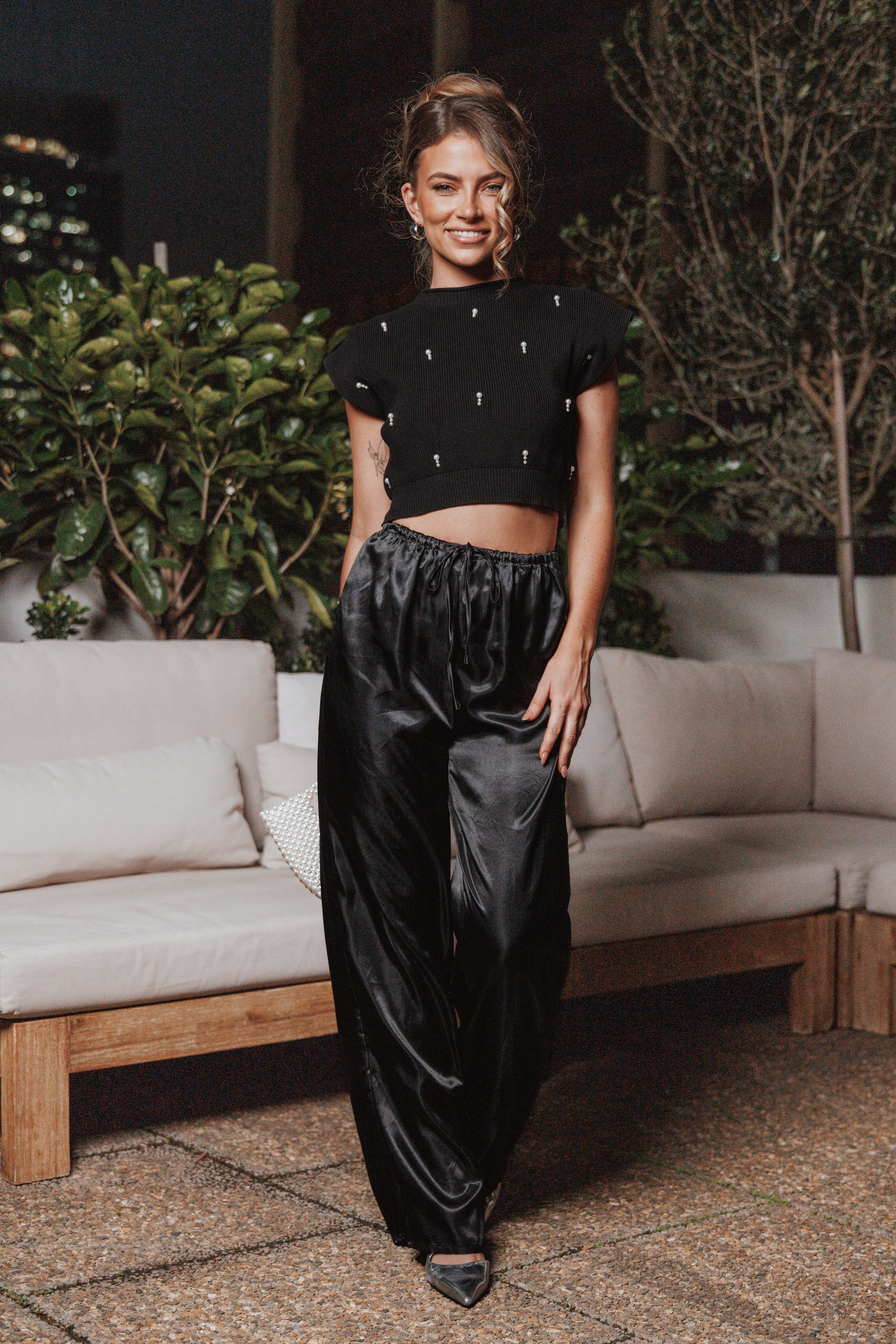 Malani Beaded Top - Black