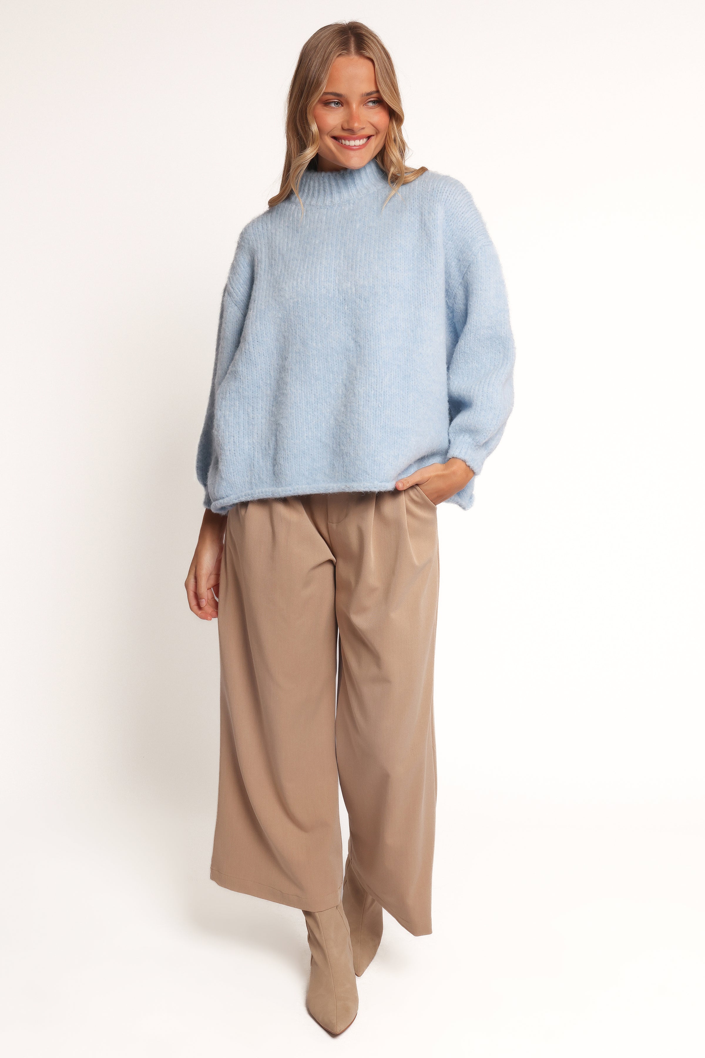 Pia Mockneck Knit - Blue