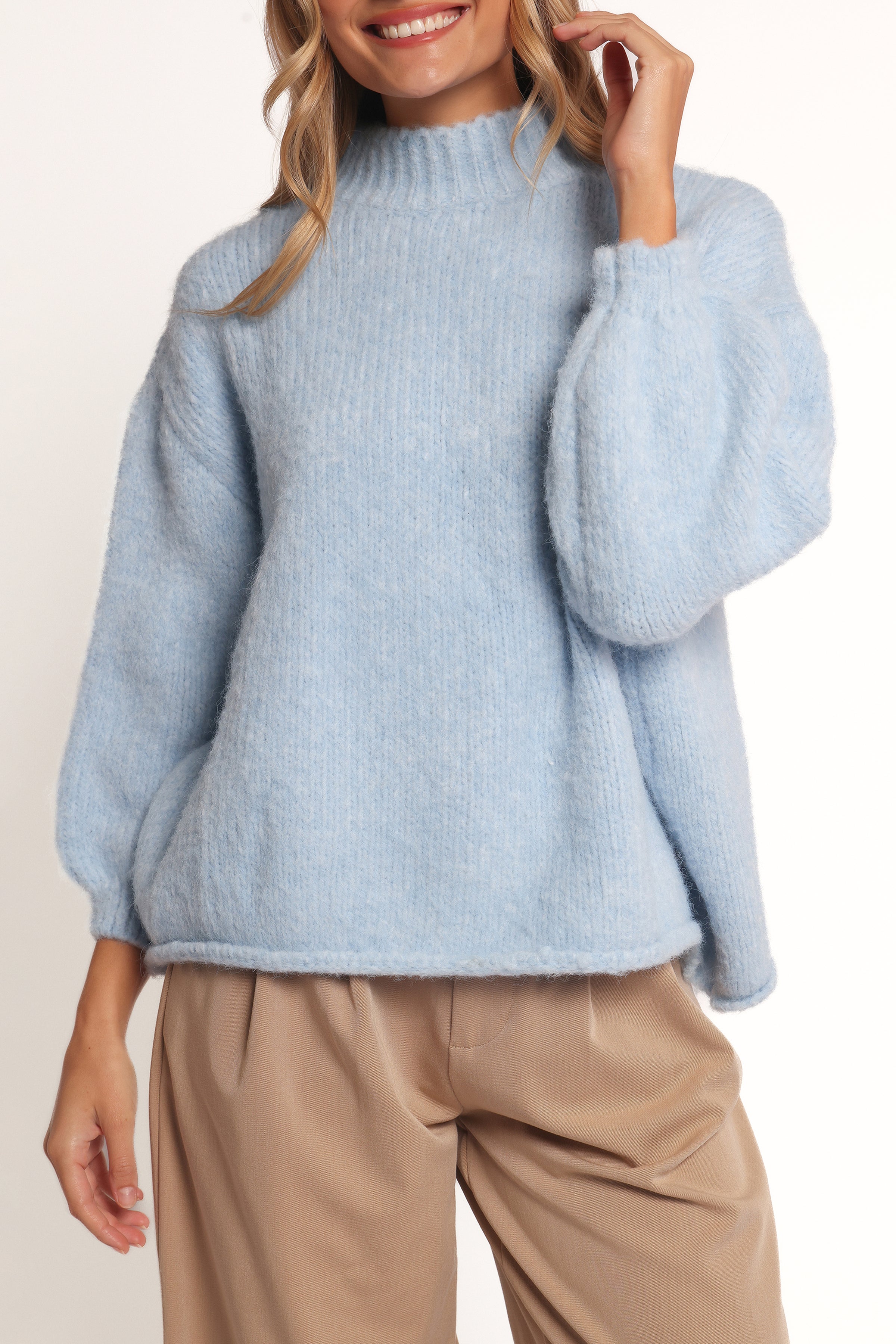 Pia Mockneck Knit - Blue