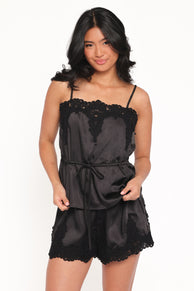 Priya Lace Trim Set - Black