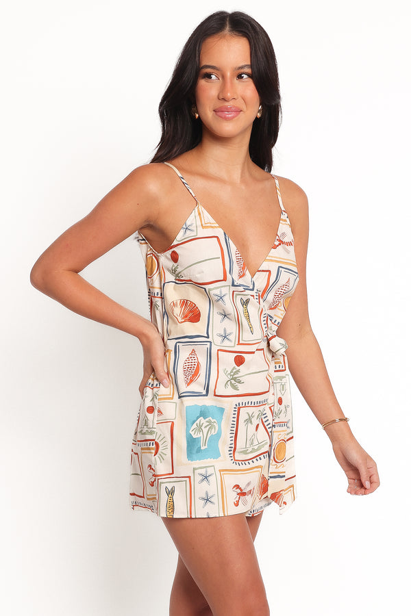 Rainy Wrap Playsuit - Sardina