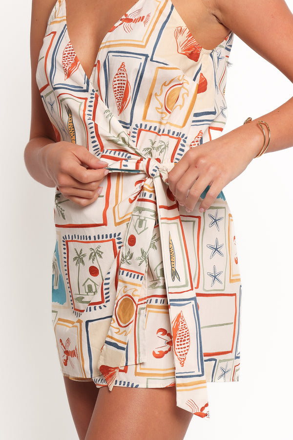 Rainy Wrap Playsuit - Sardina