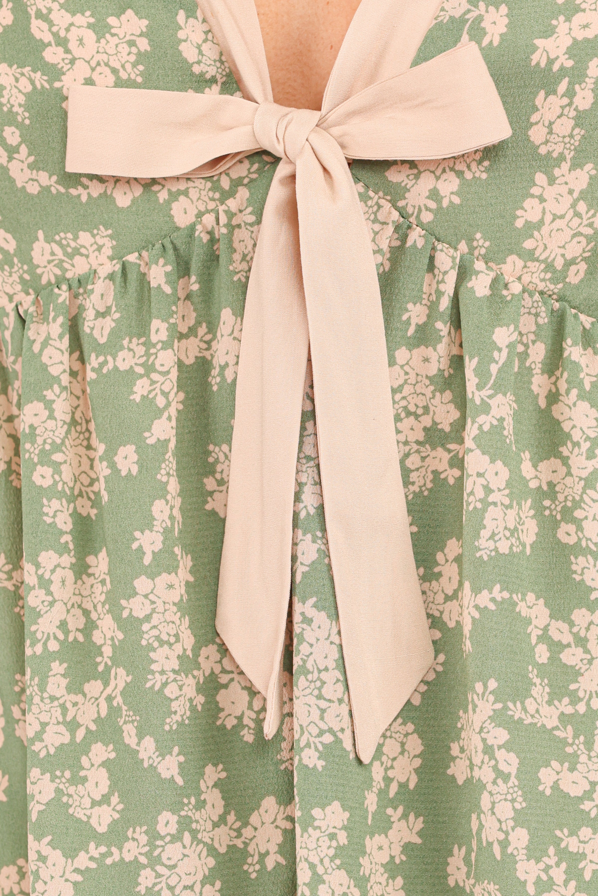 Reeva Long Sleeve Top - Green Floral