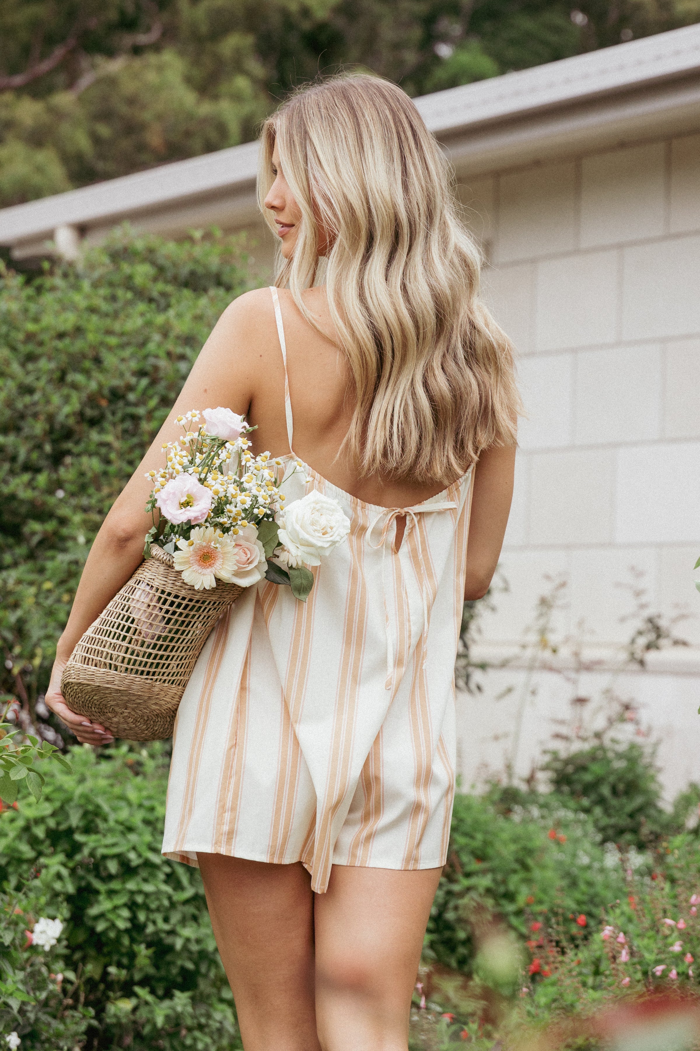 Regina Playsuit - Beige Stripes