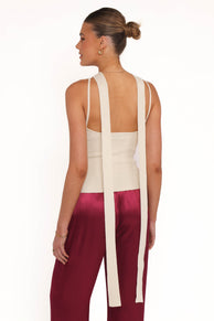 Rhea Halterneck Top - Cream Gold