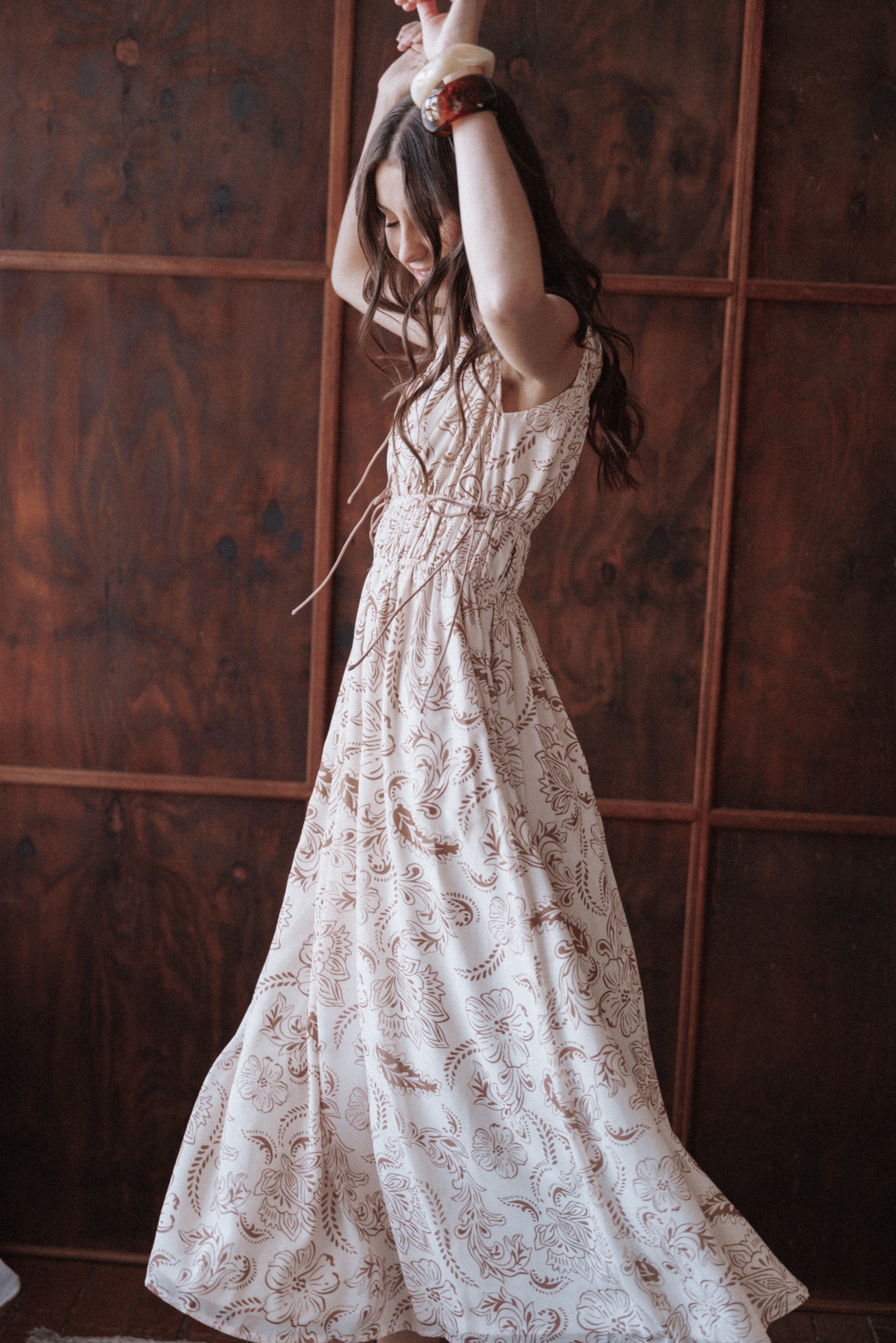 Safira Midi Dress - Brown Paisley