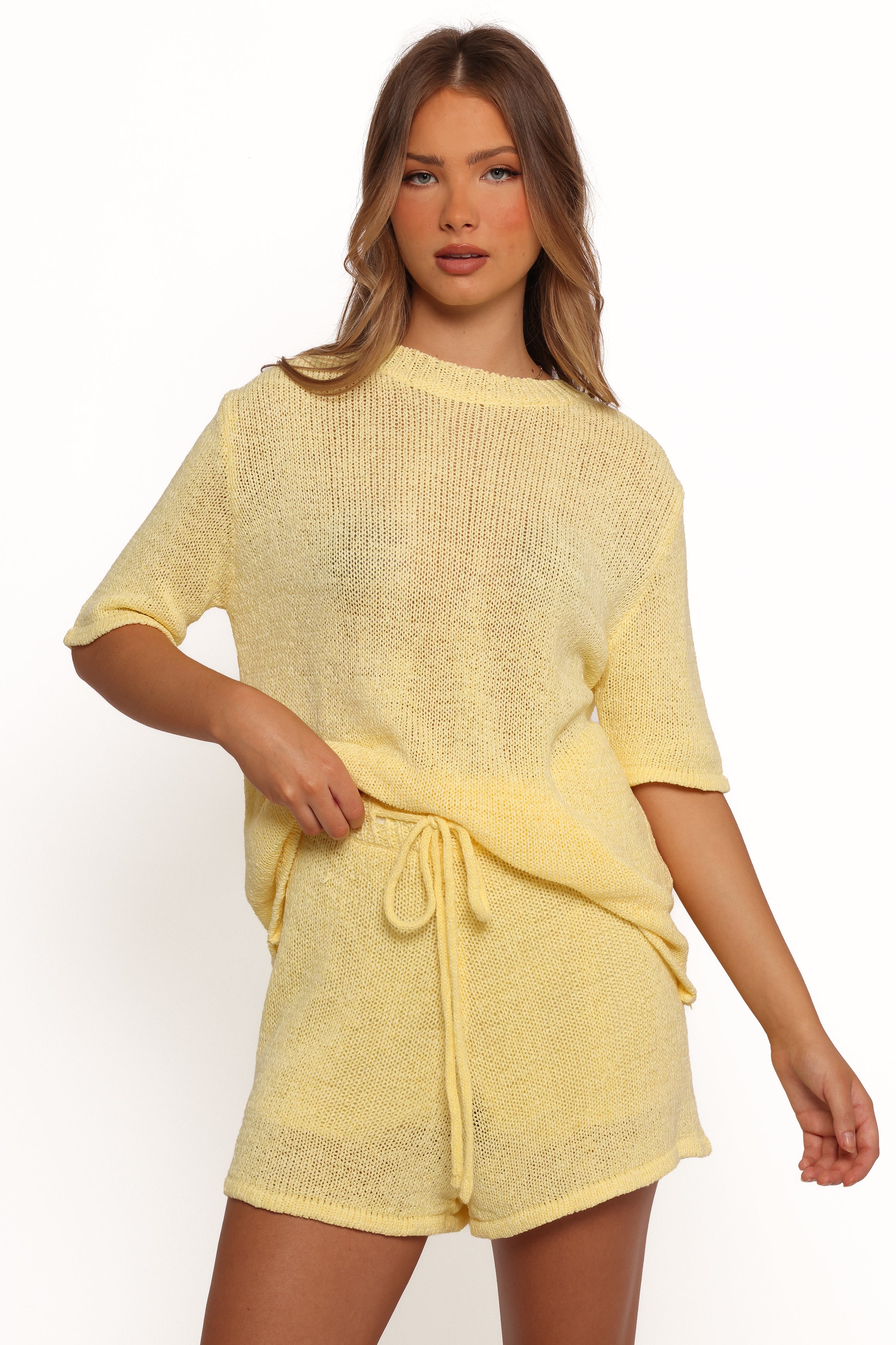 Rita Knitted Short Set - Yellow