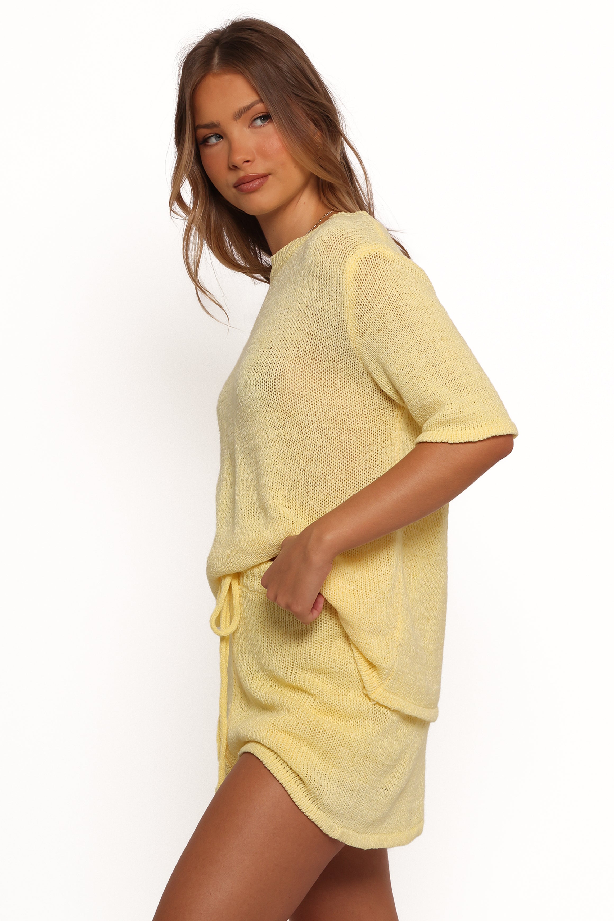 Rita Knitted Short Set - Yellow