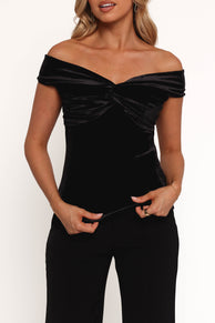 Rita Velvet Off Shoulder Top - Black
