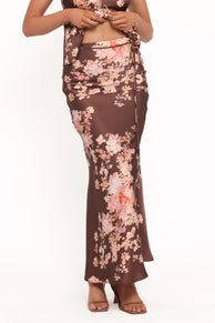 Roberta Maxi Skirt - Brown Floral