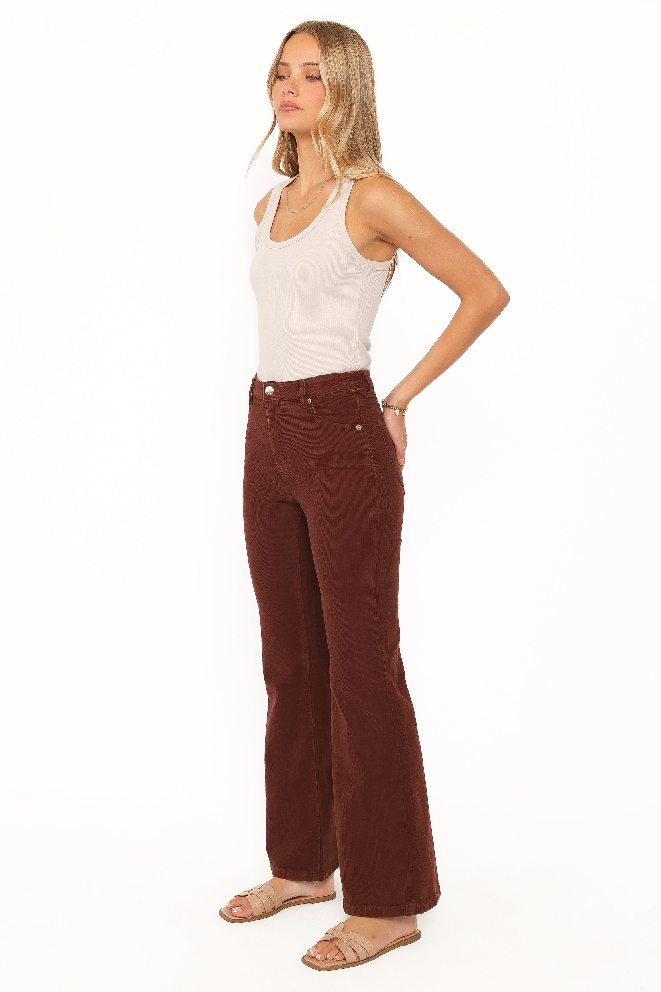 Rollas Eastcoast Flare Jeans - Cord Cognac
