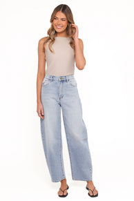 Rollas Gigi Barrel Jeans - Brad Blue