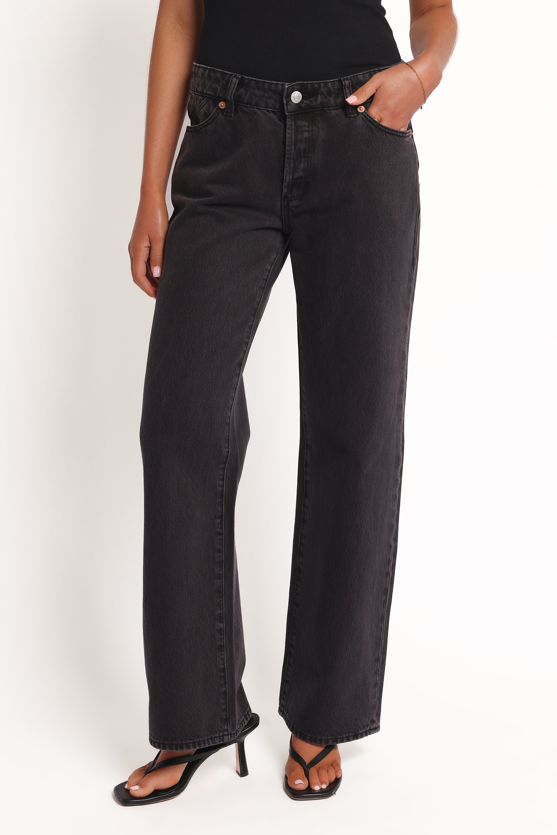 Rollas Heidi Low Rise Jeans - Stone Black