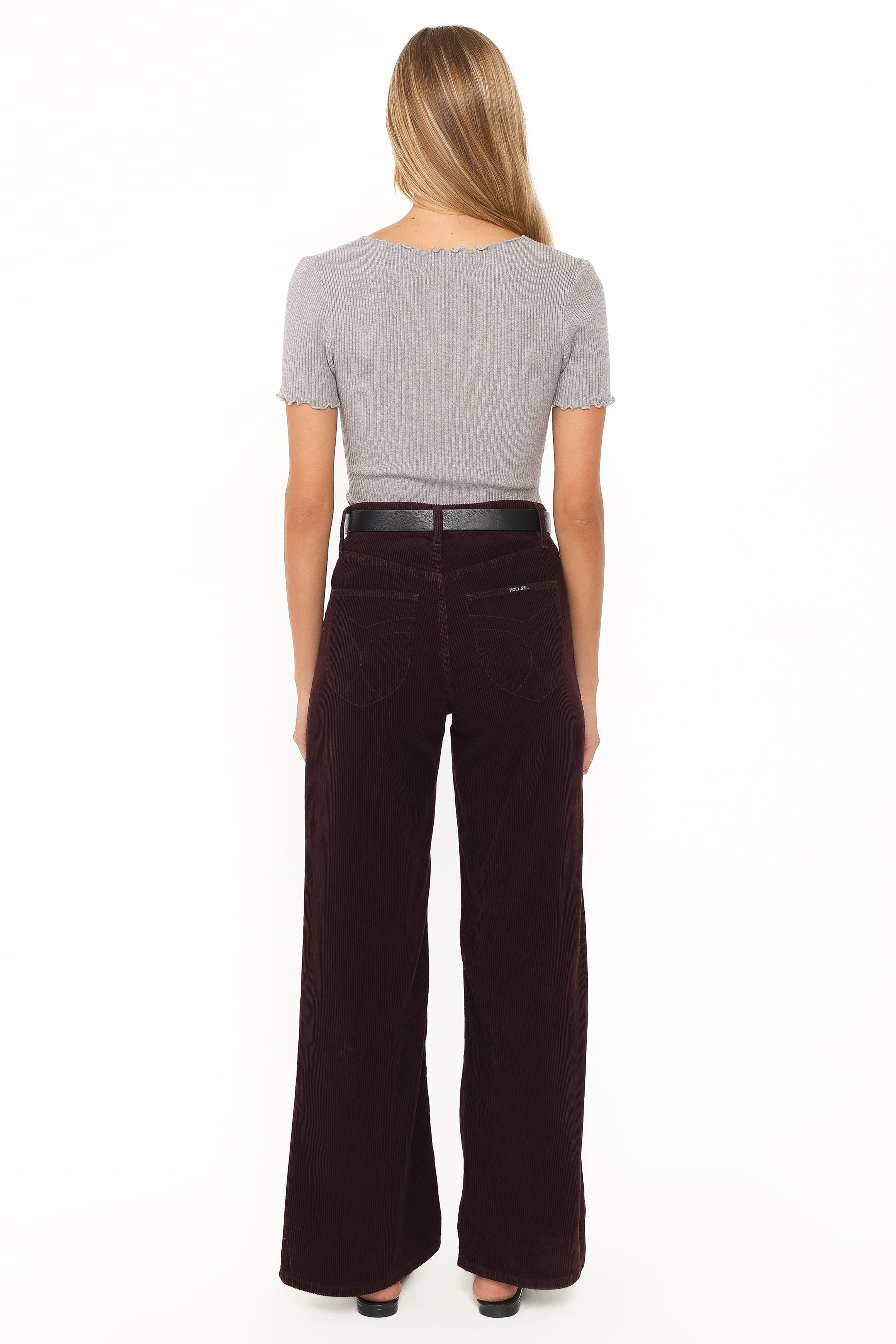 Rollas Relaxed Sailor Long Jeans - Cord Dark Cherry