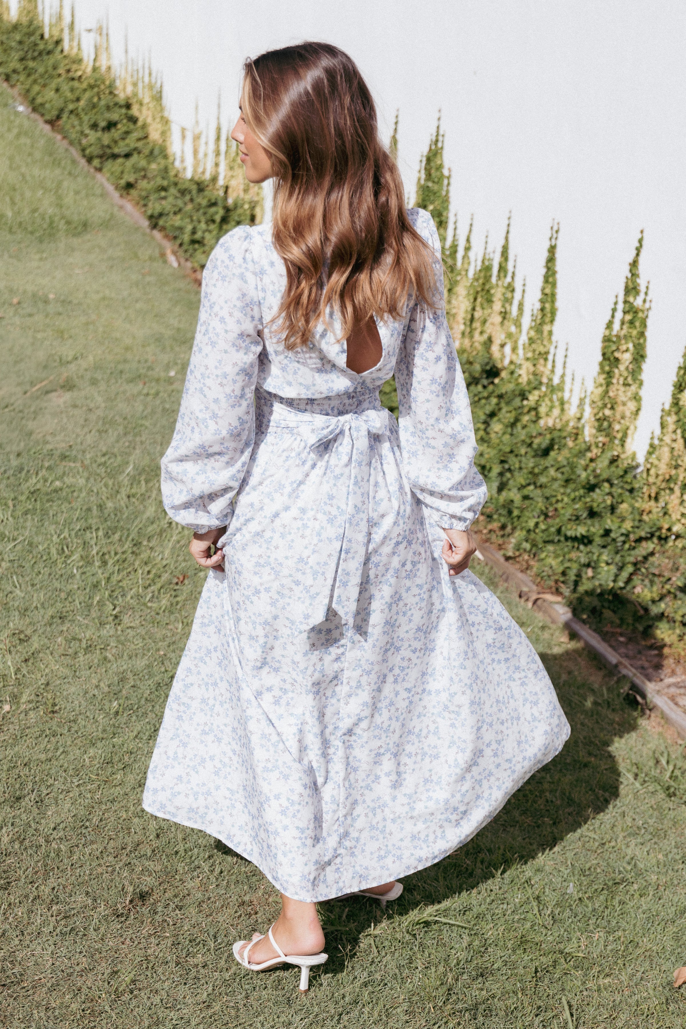 Roman Long Sleeve Maxi Dress - Blue Floral