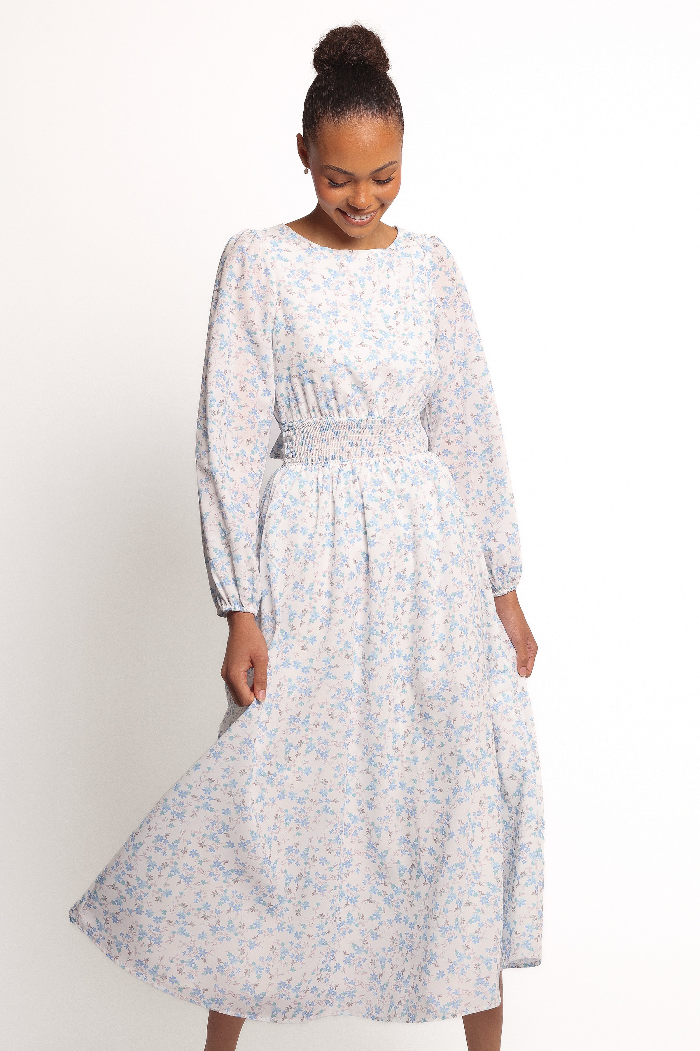 Roman Long Sleeve Maxi Dress - Blue Floral